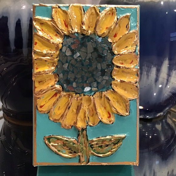 D.Gordon Art Other - 🔴GLASS SUNFLOWER PAINTING🔴🔴